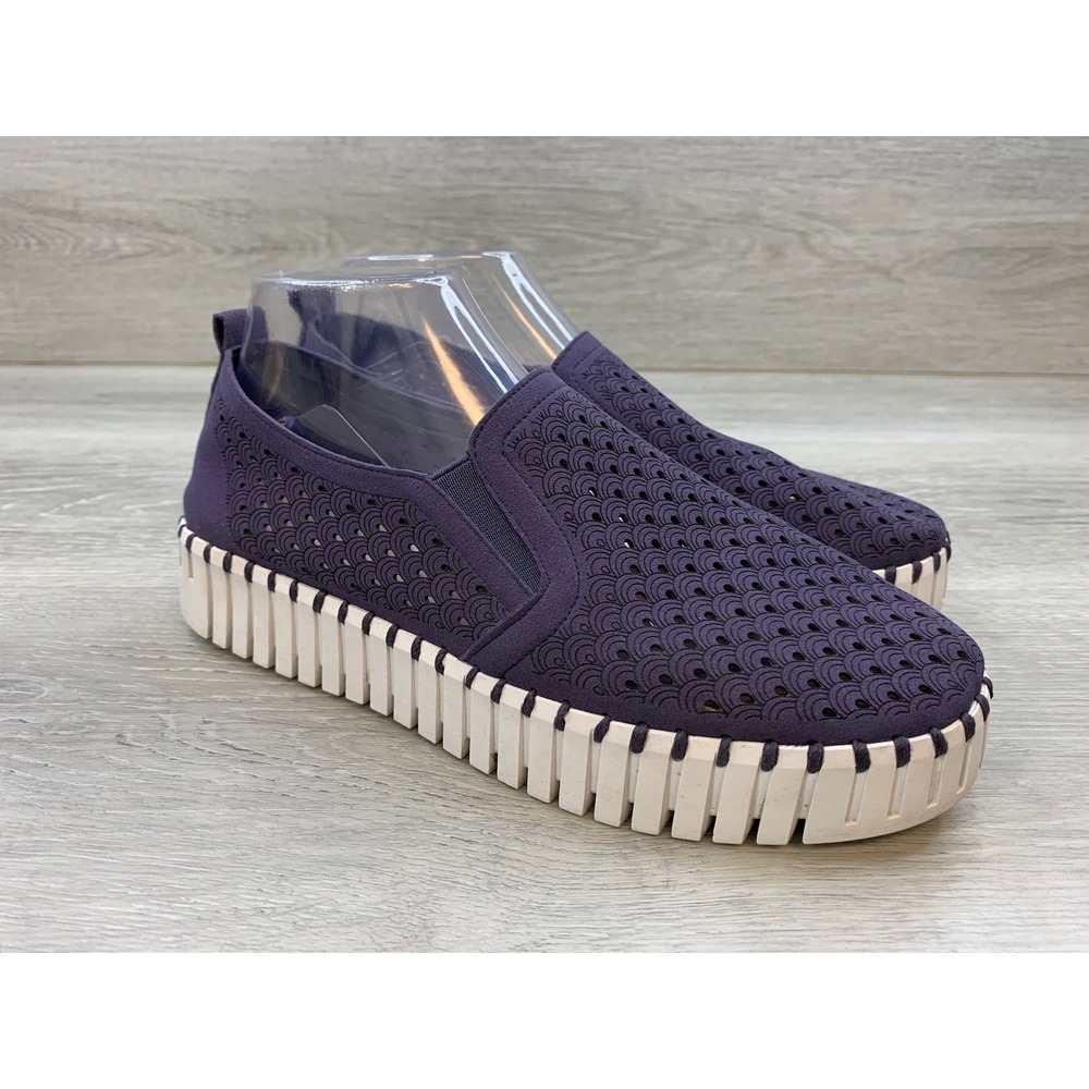 Ilse Jacobsen Hornbaek Tulip 139 Blue Laser Cut Slip On Sneakers Women's 11